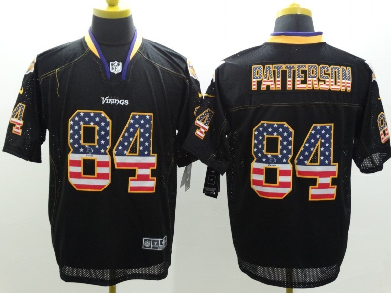 Nike Vikings #84 Patterson USA Flag Fashion Black Elite Jerseys