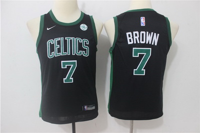 Celtics 7 Jaylen Brown Black Youth Nike Swingman Jersey