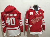 Red Wings #40 Henrik Zetterberg Red All Stitched Hoody Sweatshirt