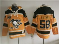 Penguins #58 Kris Letang Orange All Stitched Hoody Sweatshirt