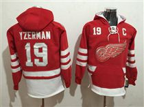 Red Wings #19 Steve Yzerman Red All Stitched Hoody Sweatshirt