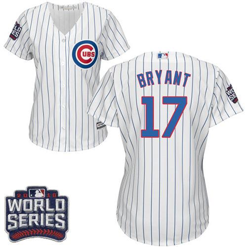 Cubs #17 Kris Bryant White 2016 World Series Bound Women's Stitched Jersey
