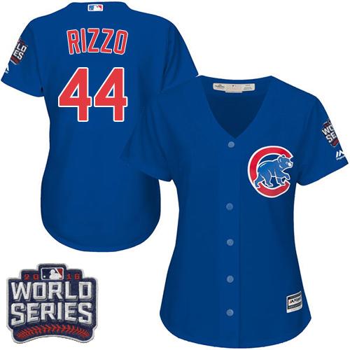 Chicago Cubs #44 Anthony Rizzo Blue Alternate 2016 World Series Bound Women's Stitched MLB Jersey
