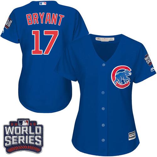 Cubs #17 Kris Bryant Blue Alternate 2016 World Series Bound Women's Stitched Jersey