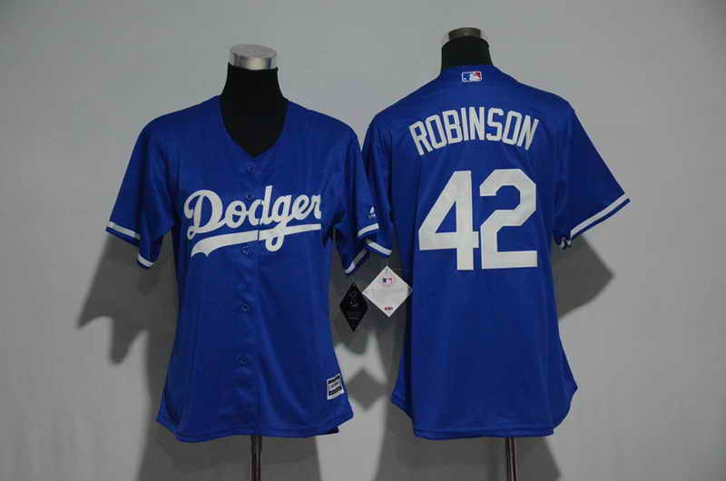 Women's Stitched Los Angeles Dodgers #42 Jackie Robinson Royal Blue Cool Base Baseball Jersey