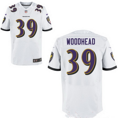 Men's Baltimore Ravens #39 Danny Woodhead White NFL Nike Stitched Elite Jersey