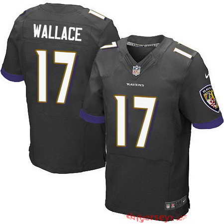 Men's Baltimore Ravens #17 Mike Wallace Black Alternate NFL Nike Stitched Elite Jersey