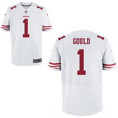 Men's New York Giants #1 Robbie Gould White Nike Stitched Elite Jersey