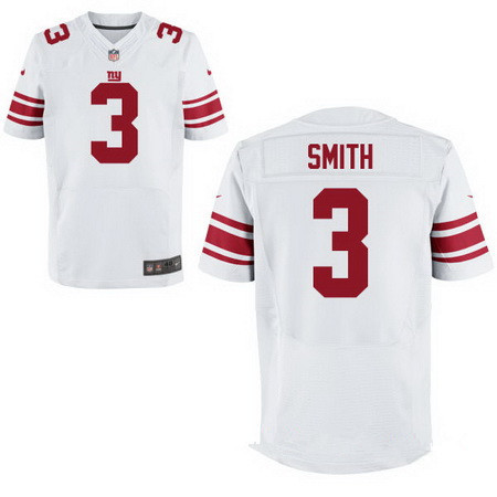 Men's New York Giants #3 Geno Smith White Nike Stitched Elite Jersey