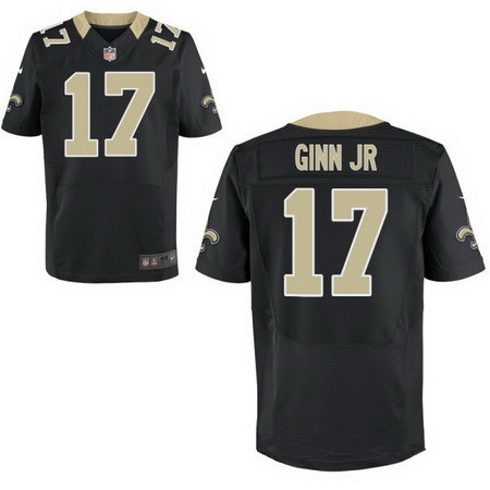 Men's New Orleans Saints #17 Ted Ginn Jr Black Team Color Nike NFL Stitched Elite Jersey