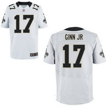 Men's New Orleans Saints #17 Ted Ginn Jr White Nike NFL Stitched Elite Jersey