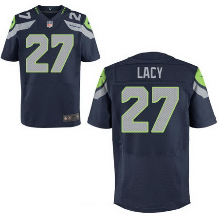 Men's Seattle Seahawks #27 Eddie Lacy Navy Blue Team Color Nike NFL Stitched Elite Jersey