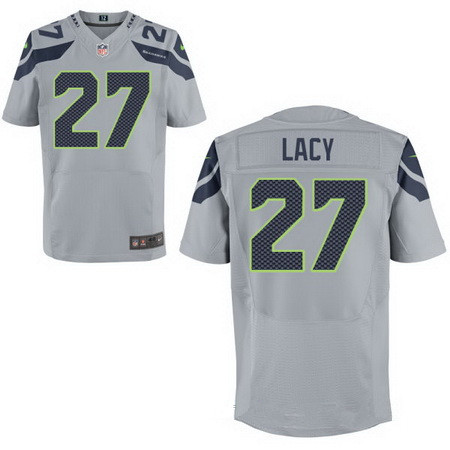 Men's Seattle Seahawks #27 Eddie Lacy Gray Nike NFL Stitched Elite Jersey