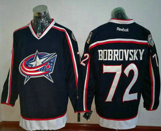 Men's Stitched NHL Columbus Blue Jackets #72 Sergei Bobrovsky Navy Blue Home Reebok Hockey Jersey