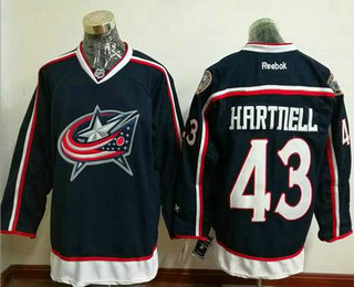 Men's Stitched NHL Columbus Blue Jackets #43 Scott Hartnell Navy Blue Home Reebok Hockey Jersey