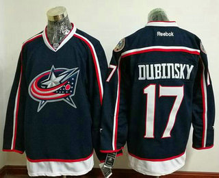 Men's Stitched NHL Columbus Blue Jackets #17 Brandon Dubinsky Navy Blue Home Reebok Hockey Jersey
