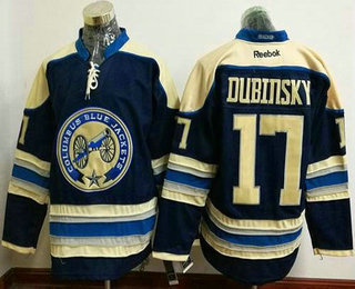 Men's Stitched NHL Columbus Blue Jackets #17 Brandon Dubinsky Blue Third Reebok Hockey Jersey