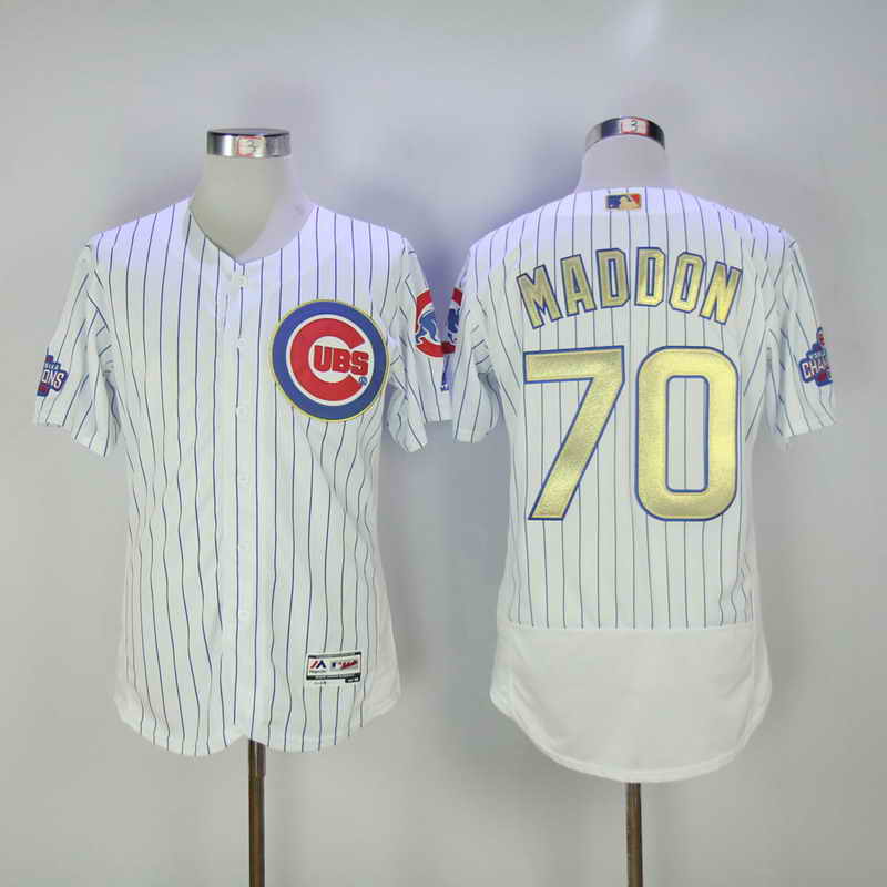 Women's Chicago Cubs #70 Joe Maddon White World Series Champions Gold Stitched MLB Majestic 2017 Cool Base Jersey