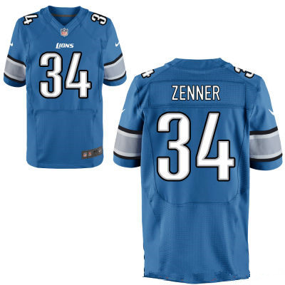 Men's Stitched Detroit Lions #34 Zach Zenner Light Blue Team Color NFL Nike Elite Jersey