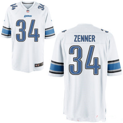 Men's Stitched Detroit Lions #34 Zach Zenner White NFL Nike Game Jersey