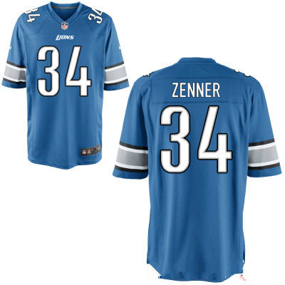 Men's Stitched Detroit Lions #34 Zach Zenner Light Blue Team Color NFL Nike Game Jersey