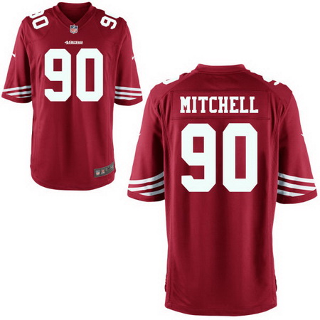 Men's Stitched 2017 NFL Draft San Francisco 49ers #90 Earl Mitchell Scarlet Red Team Color NFL Nike Game Jersey