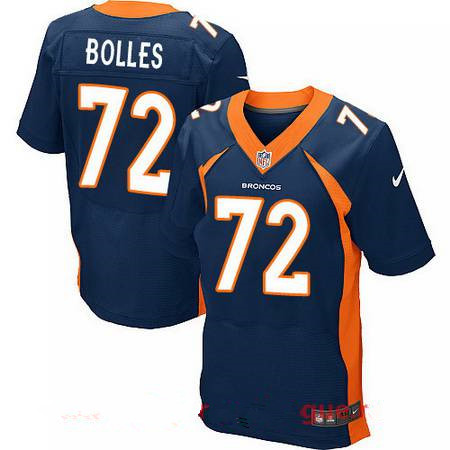 Men's Stitched Denver Broncos #72 Garett Bolles Blue Nike Elite Jersey
