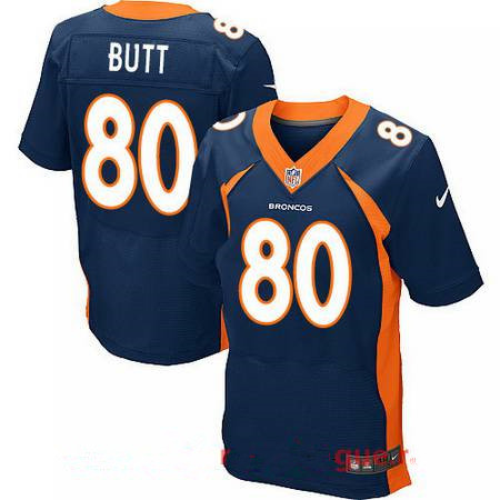 Men's Stitched Denver Broncos #80 Jake Butt Blue Nike Elite Jersey