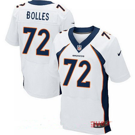 Men's Stitched Denver Broncos #72 Garett Bolles White Nike Elite Jersey
