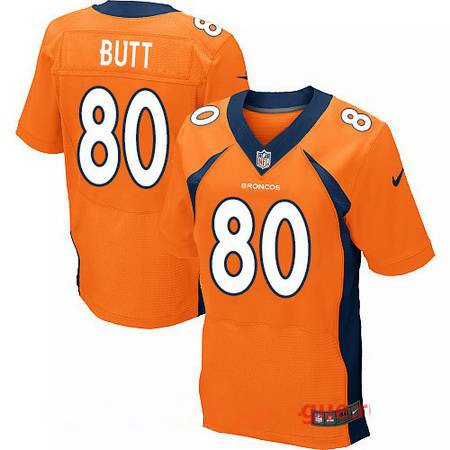 Men's Stitched Denver Broncos #80 Jake Butt Orange Nike Elite Jersey