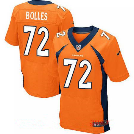 Men's Stitched Denver Broncos #72 Garett Bolles Orange Nike Elite Jersey