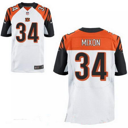 Men's 2017 NFL Draft Cincinnati Bengals #34 Joe Mixon Stitched White Nike Elite Jersey