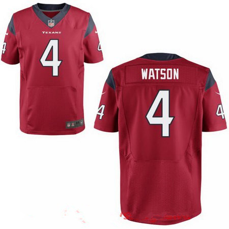 Men's 2017 NFL Draft Houston Texans #4 Deshaun Watson Stitched Red Nike Elite Jersey