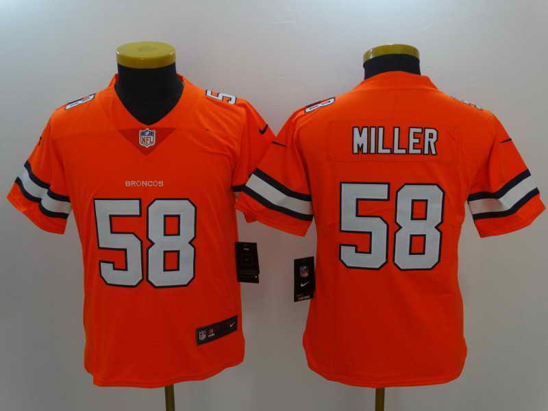 Youth Denver Broncos #58 Von Miller Orange Color Rush Nike Limited Stitched Jersey