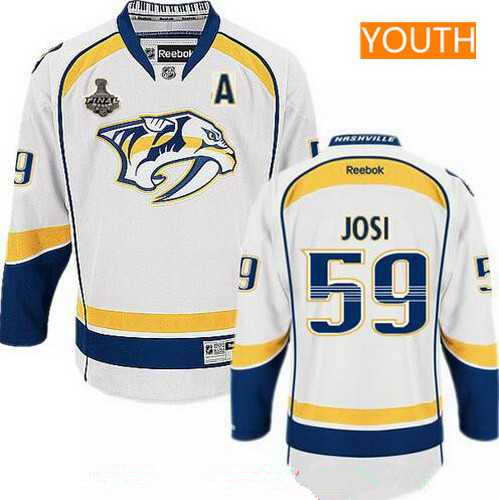 Youth Nashville Predators #59 Roman Josi White A Patch 2017 Stanley Cup Finals Stitched NHL Jersey