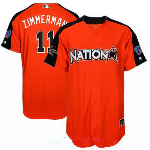 Men's Washington Nationals #11 Ryan Zimmerman National League Majestic Orange 2017 MLB All-Star Game Authentic Home Run Derby Jersey