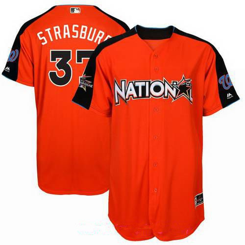 Men's Washington Nationals #37 Stephen Strasburg National League Majestic Orange 2017 MLB All-Star Game Authentic Home Run Derby Jersey