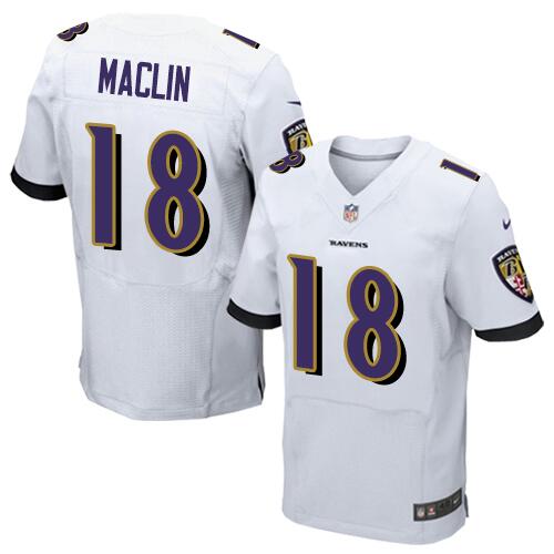 Men's Stitched Baltimore Ravens #18 Jeremy Maclin White Nike NFL Elite Jersey