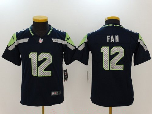 Youth Seattle Seahawks #12 12th Fan Navy Blue 2017 Vapor Untouchable NFL Nike Limited Stitched Jersey
