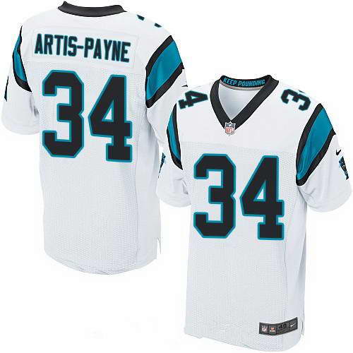 Men's Nike Carolina Panthers #34 Cameron Artis-Payne White Stitched NFL Elite Jersey