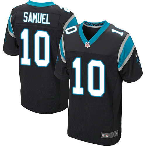 Men's Nike Carolina Panthers #10 Curtis Samuel Black Team Color Stitched NFL Elite Jersey
