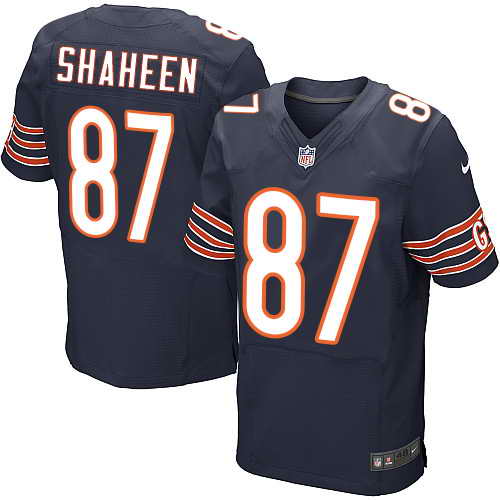 Men's Nike Chicago Bears #87 Adam Shaheen Navy Blue Team Color Stitched NFL Elite Jersey