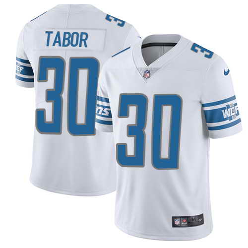 Men's Nike Detroit Lions #30 Teez Tabor White Stitched NFL Elite Jersey