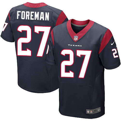 Men's Nike Houston Texans #27 D'Onta Foreman Blue Stitched NFL Elite Jersey