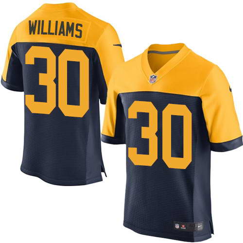 Men's Nike Green Bay Packers #30 Jamaal Williams Navy Blue Alternate Stitched NFL New Elite Jersey