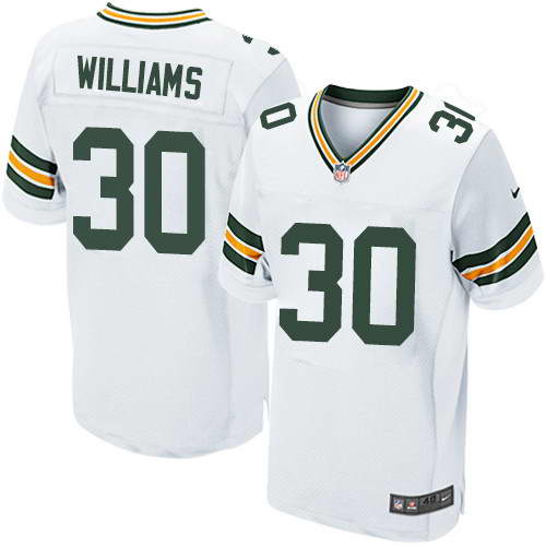 Men's Nike Green Bay Packers #30 Jamaal Williams White Stitched NFL Elite Jersey