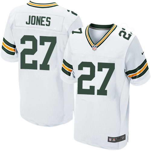 Men's Nike Green Bay Packers #27 Josh Jones White Stitched NFL Elite Jersey
