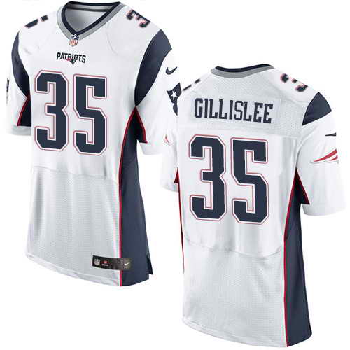 Men's Nike New England Patriots #35 Mike Gillislee White Stitched NFL Elite Jersey