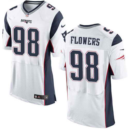 Men's Nike New England Patriots #98 Trey Flowers White Stitched NFL Elite Jersey