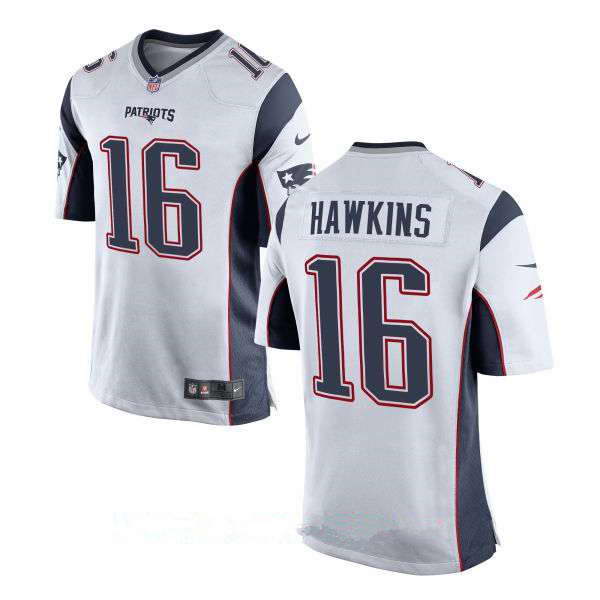 Men's Nike New England Patriots #16 Andrew Hawkins White Stitched NFL Elite Jersey